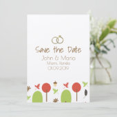 Herfstpatroon Save the Date Kraft uitnodiging (Staand voorkant)