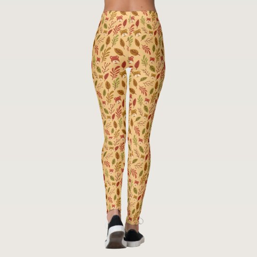 Herfstpatroon Teddy Leaf Leggings (Achterkant)
