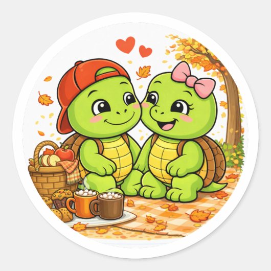 Herfstpicknick Ronde Sticker (Voorkant)