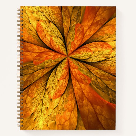 Herfstplant, moderne abstracte fractal kunst blad notitieboek (Voorkant)