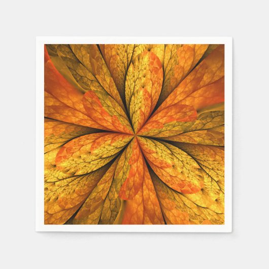 Herfstplant, moderne abstracte fractal kunst blad servet (Voorkant)