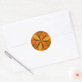 Herfstplant, moderne abstracte fractale kunstblad ronde sticker (Envelop)
