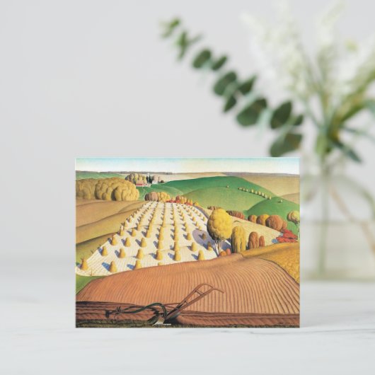 Herfstploegen van Grant Wood Briefkaart (Staand voorkant)