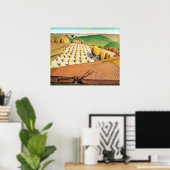 Herfstploegen van Grant Wood Poster (Thuiskantoor)