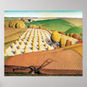 Herfstploegen van Grant Wood Poster (Voorkant)