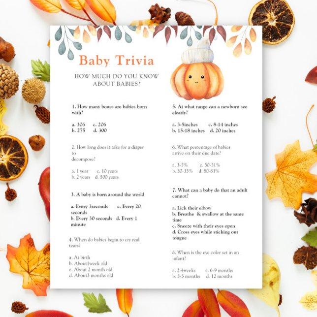 Herfstpompoen - Baby Trivia | Baby Shower Spel (Creator heeft geüpload)