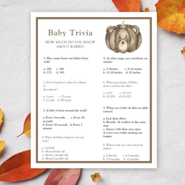 Herfstpompoen - Baby Trivia | Baby Shower Spel (Creator heeft geüpload)