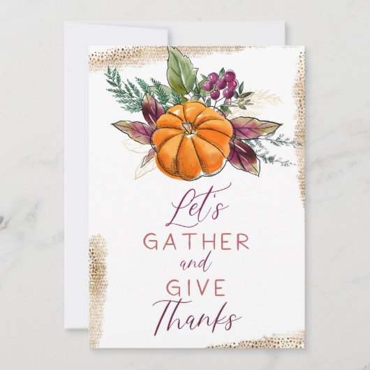 Herfstpompoen & bessen "Verzamel en geef Bedankt" Kaart (Voorkant)