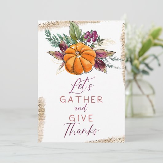Herfstpompoen & bessen "Verzamel en geef Bedankt" Kaart (Staand voorkant)