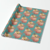 Herfstpompoen bloementerracotta sinaasappel en bla cadeaupapier (Uitgerold)