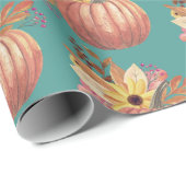 Herfstpompoen bloementerracotta sinaasappel en bla cadeaupapier (Rol Hoek)