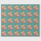 Herfstpompoen bloementerracotta sinaasappel en bla cadeaupapier (Vlak)