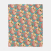 Herfstpompoen bloementerracotta sinaasappel en bla fleece deken (Voorkant)