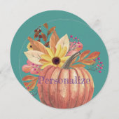 Herfstpompoen bloementerracotta sinaasappel en bla kaart (Voorkant / Achterkant)