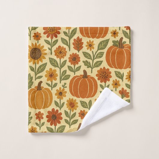  herfstpompoen bloemmotief bad handdoek (Wasdoekje)