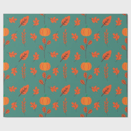 Herfstpompoen en blad naadloos inpakpapier