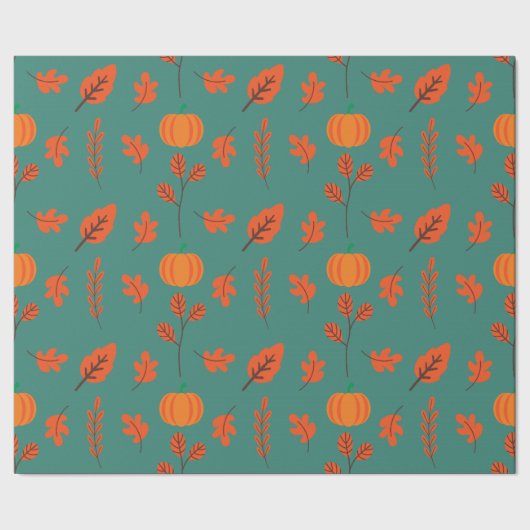 Herfstpompoen en blad naadloos inpakpapier (Zoom)