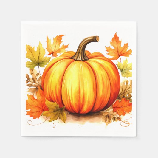 Herfstpompoen en bladeren Herfst servetten (Voorkant)