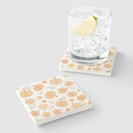 Herfstpompoen en bladpastelpatroon stenen onderzetter