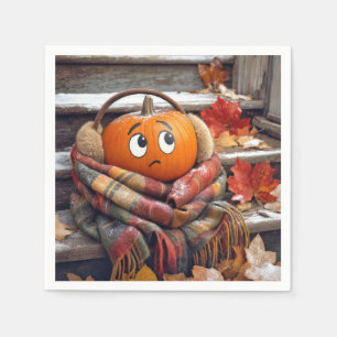 Herfstpompoen in een gezellige sjaal servet
