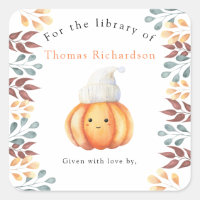 Herfstpompoen in hoed - voor de bibliotheek van