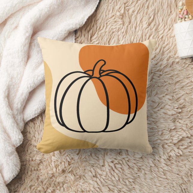 Herfstpompoen met Oranje klodder en Abstracte vorm Kussen (Deken)