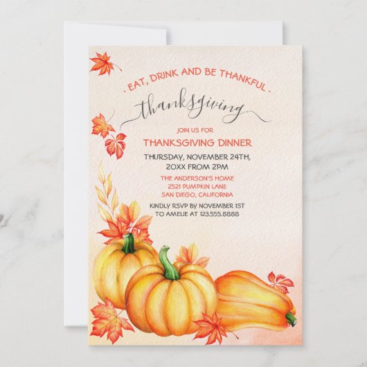 herfstpompoen | Thanksgiving Dinner Invitation Kaart