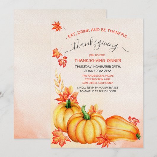 herfstpompoen | Thanksgiving Dinner Invitation Kaart