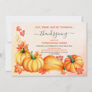 herfstpompoen   Thanksgiving Dinner Invitation Kaart