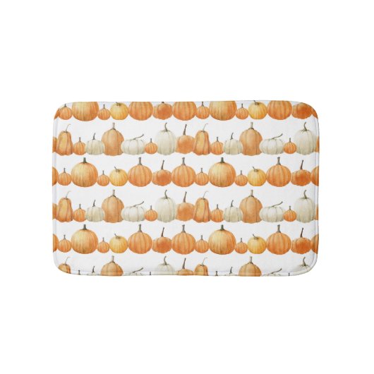 Herfstpompoen: Waterverf illustratiepatroon Badmat (Voorkant)