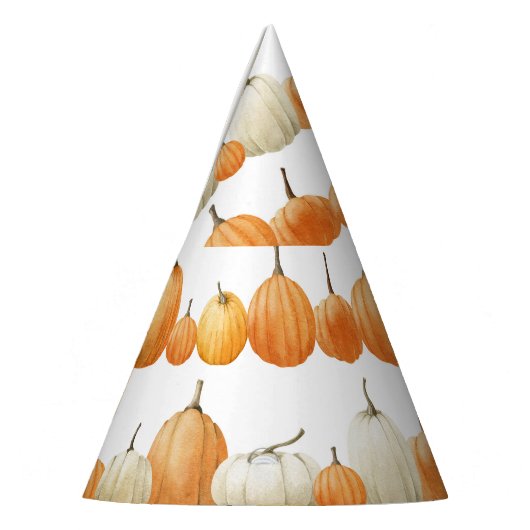 Herfstpompoen: Waterverf illustratiepatroon Feesthoedjes (Links)