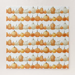Herfstpompoen: Waterverf illustratiepatroon Legpuzzel