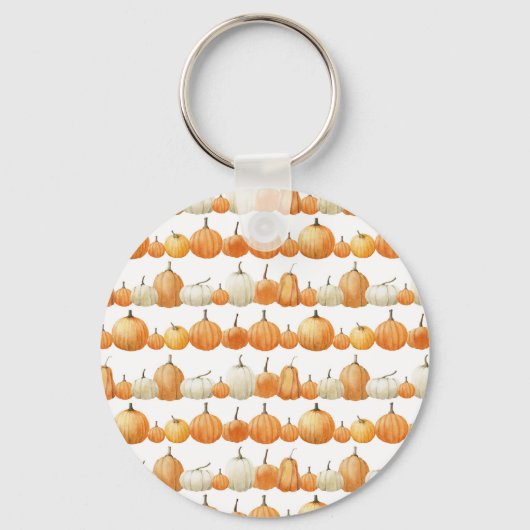 Herfstpompoen: Waterverf illustratiepatroon Sleutelhanger (Voorkant)