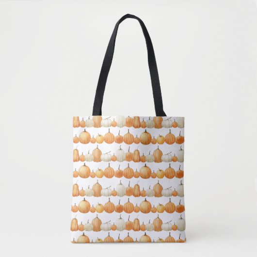 Herfstpompoen: Waterverf illustratiepatroon Tote Bag (Voorkant)