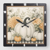 Herfstpompoenbloemenoogst Vierkante Klok (Voorkant)