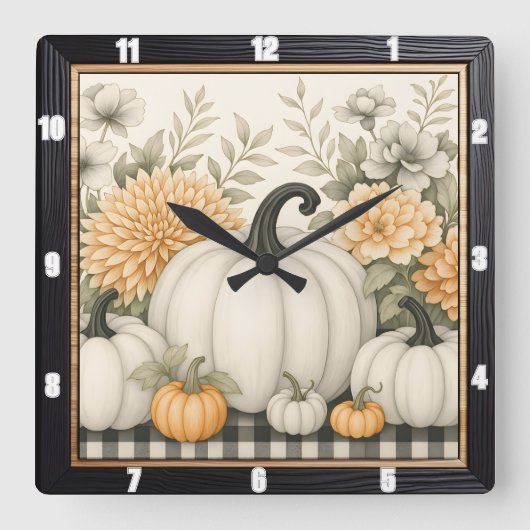 Herfstpompoenbloemenoogst Vierkante Klok (Voorkant)