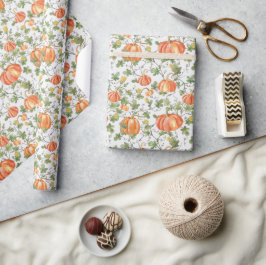 Herfstpompoenen aan de rank cadeaupapier
