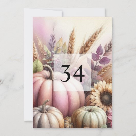 Herfstpompoenen bladeren waterverf kalligrafie tek kaart (Voorkant)