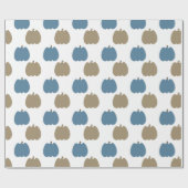Herfstpompoenen Blauw Beige Cadeaupapier (Vlak)