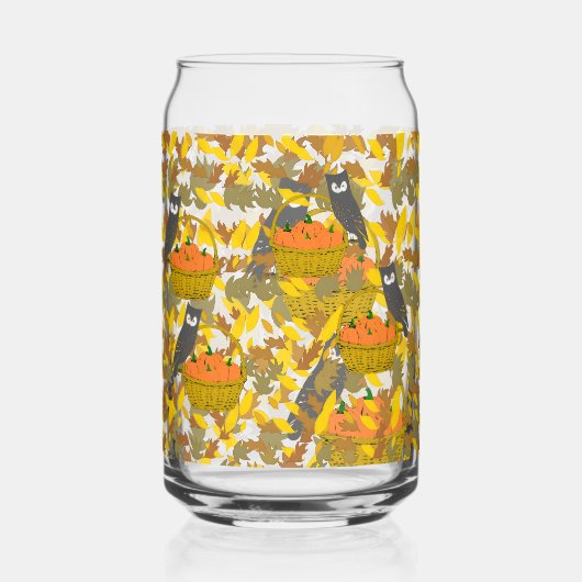 Herfstpompoenen blikje glas (Voorkant)