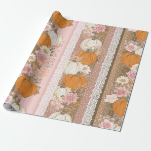 Herfstpompoenen & Bloemveter Naadloos Patroon Cadeaupapier