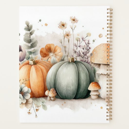 Herfstpompoenen, champignons en bloemen planner (Achterkant)