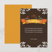 Herfstpompoenen & Dankkaart van donker hout Bedankkaart (Voorkant / Achterkant)