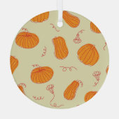 Herfstpompoenen: Doodle Sinaasappel. Glas Ornament (Achterkant)