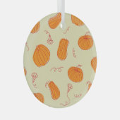 Herfstpompoenen: Doodle Sinaasappel. Glas Ornament (Voorkant Rechts)