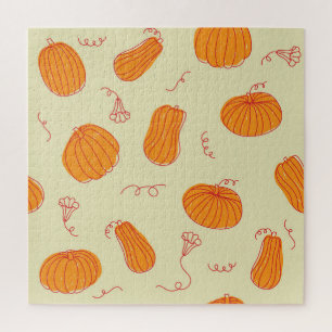 Herfstpompoenen: Doodle Sinaasappel. Legpuzzel