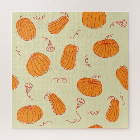 Herfstpompoenen: Doodle Sinaasappel. Legpuzzel (Verticaal)