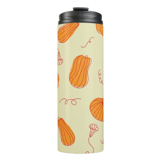 Herfstpompoenen: Doodle Sinaasappel. Thermosbeker (Voorkant)