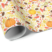 Herfstpompoenen, eikels, achtergrond. cadeaupapier (Rol Hoek)