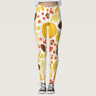 Herfstpompoenen, eikels, achtergrond. leggings